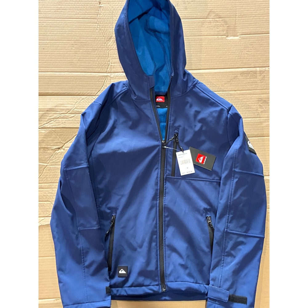 Quiksilver Mens Softshell Hooded Jacket Dark Navy Full Zip QSM34OW019 Size M NWT